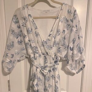 Baltic Born Kimono Dress White and Blue Floral
